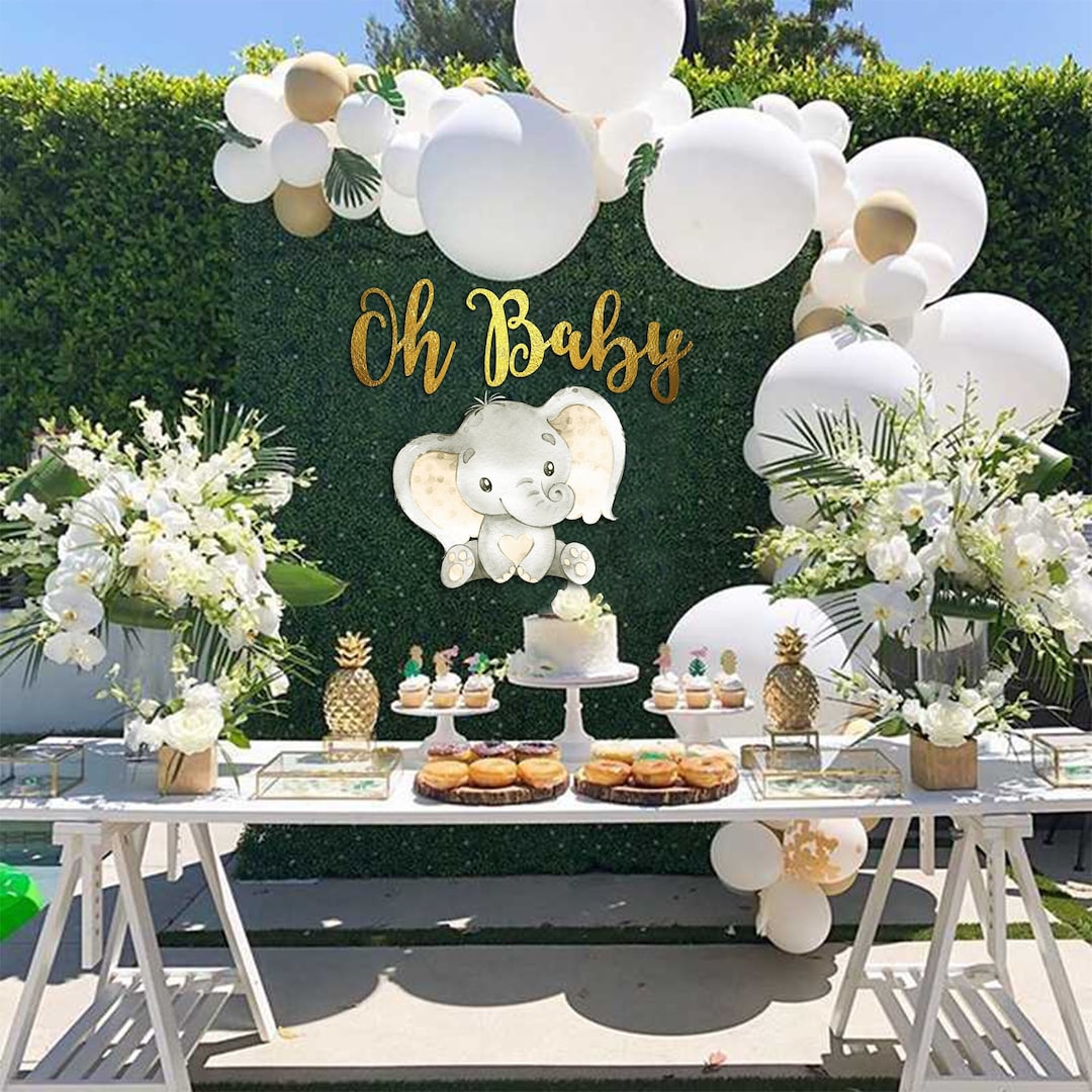 OH BABY Wall Sign Elephant, Baby Shower Oh Baby Wall Backdrop, Party