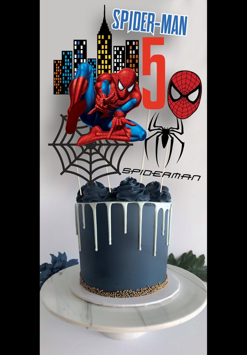 SPIDERMAN SVG CUMPLEAÑOS Pastel Centros de Mesa Toppers, Spiderman Photo Props Spider-man, Descarga instantánea digital Imprimible, Archivos Svg Pdf Png imagen 6