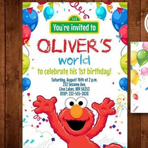 INVITO ELMO 1° COMPLEANNO Invito per bambino per la prima festa di compleanno di Sesame Street, digitale personalizzato