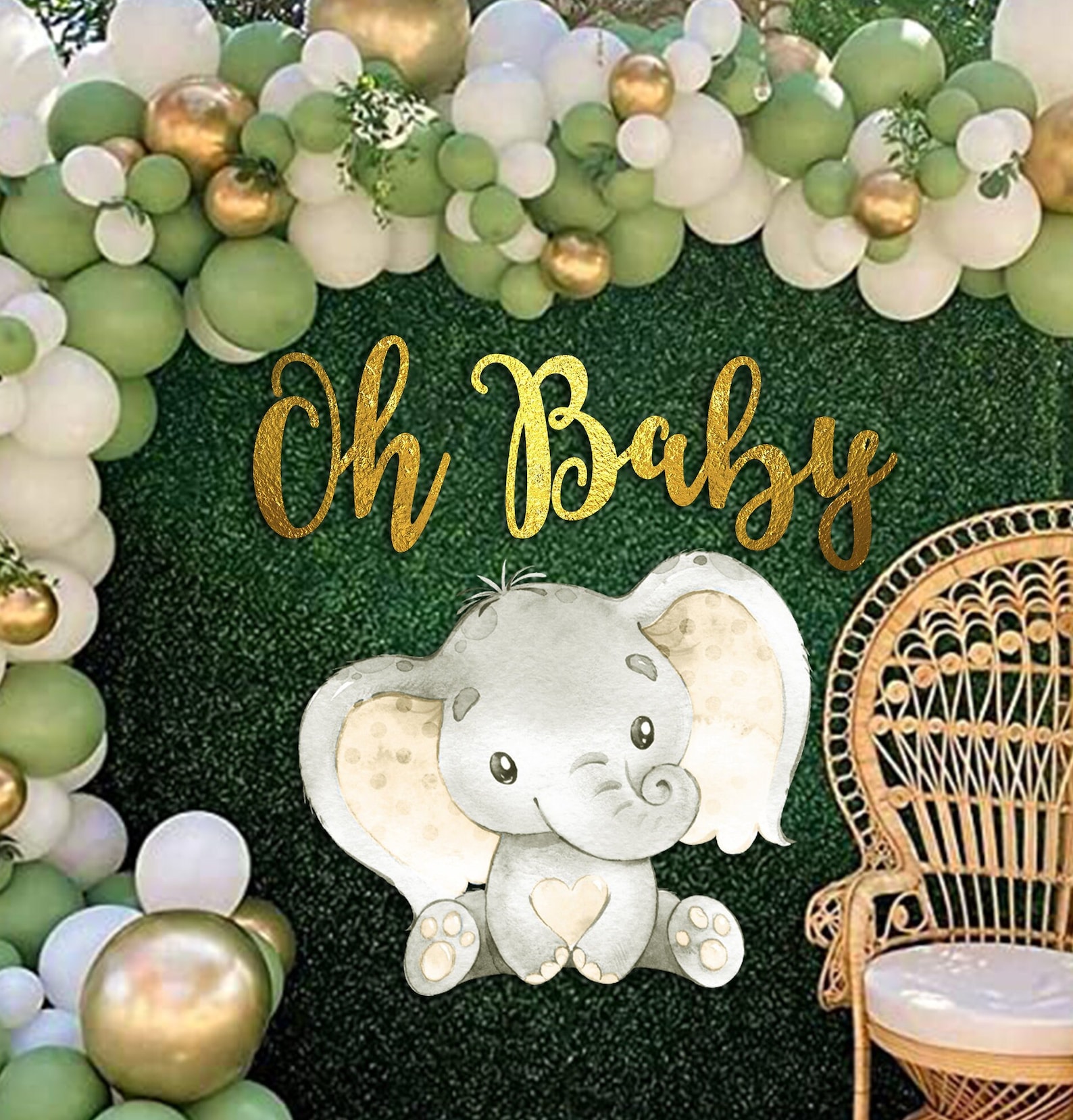 OH BABY Wall Sign Elephant Baby Shower Oh Baby Wall Backdrop Etsy