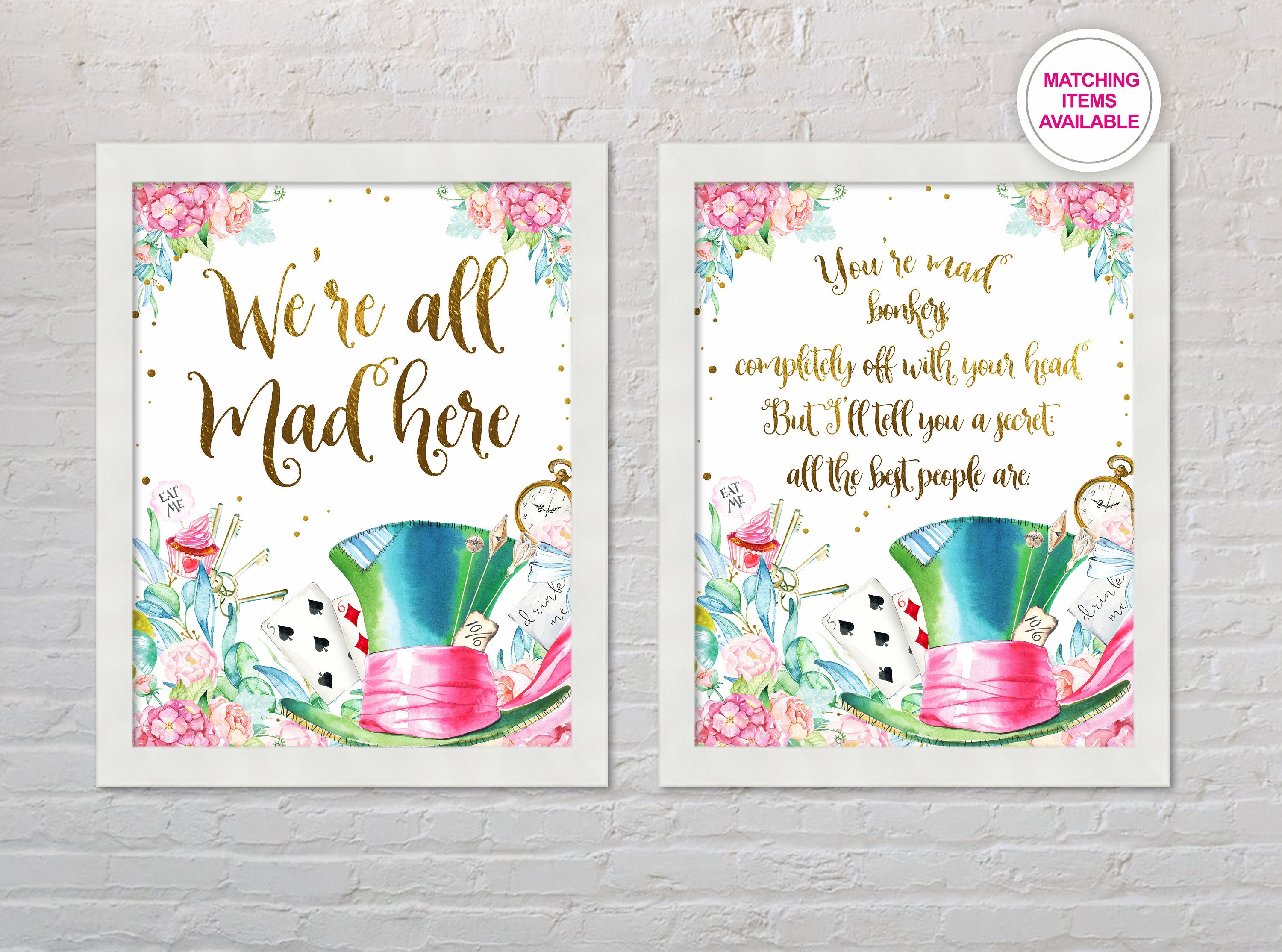 Alice in Wonderland Signs Bundle | Printable Poster Set Quotes | Onederland  Birthday | Baby Bridal Shower Party Decor | Instant Download - Etsy