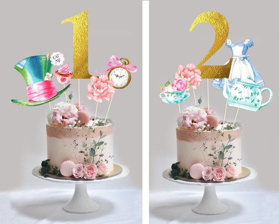 1st Birthday Cake Topper, Alice in Wonderland Party Decorations