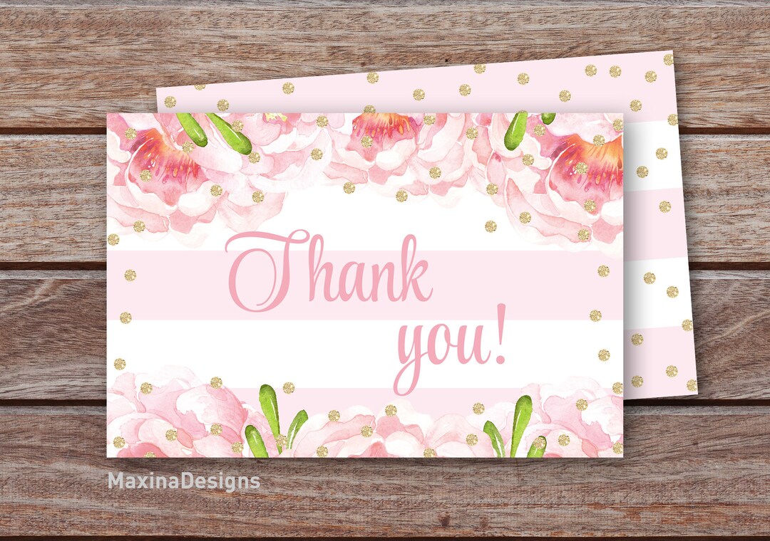 THANK YOU CARD 1st Birthday Girl 2nd Birthday Girl Thank You Etsy