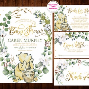 WINNIE THE POOH Baby Shower Invitation Gender Neutral Invite, Pooh Bear Invitation, Baby shower decor, Printable digital download