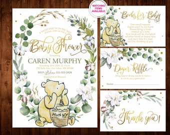 WINNIE THE POOH Baby Shower Invitation Gender Neutral Invite, Pooh Bear Invitation, Baby shower decor, Printable digital download