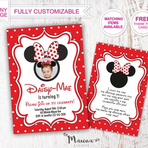 Minnie Mouse Invitation, Minnie Mouse Birthday Party Invitation, Minnie mouse outfit girl, 1st first birthday girl, Mickey Mouse, decoration