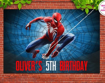 Tło Spidermana do druku | Dekoracja urodzinowa z superbohaterem | Spersonalizowany plik cyfrowy | Tło do fotobudki