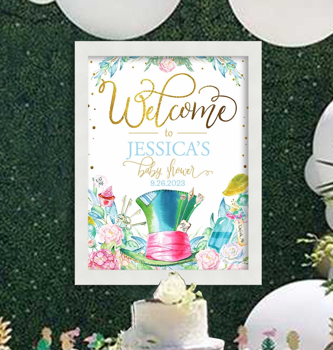Alice Hand Sign Alice In Wonderland Baby Shower Clip Art 570x428