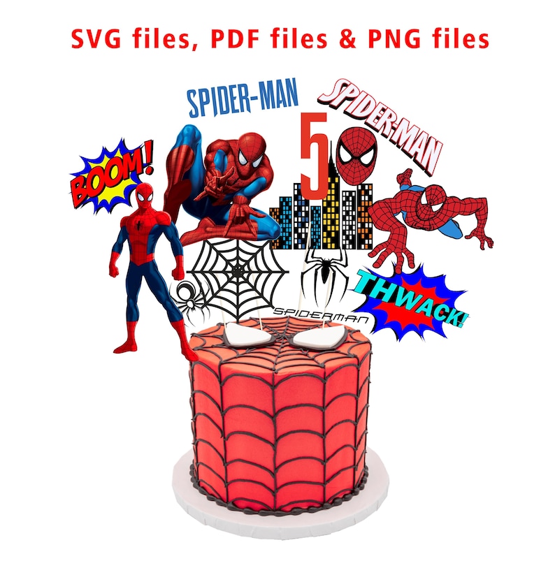 Spiderman SVG PNG | Cake Toppers & Centerpieces | Birthday Clipart Printable | Digital Instant Download Superhero Props image 1
