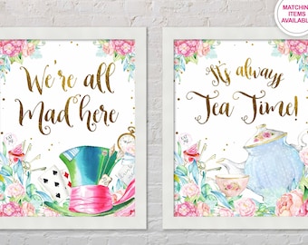 Alice in Wonderland Party Posters | Mad Hatter Tea Party Decor (Digital Download)