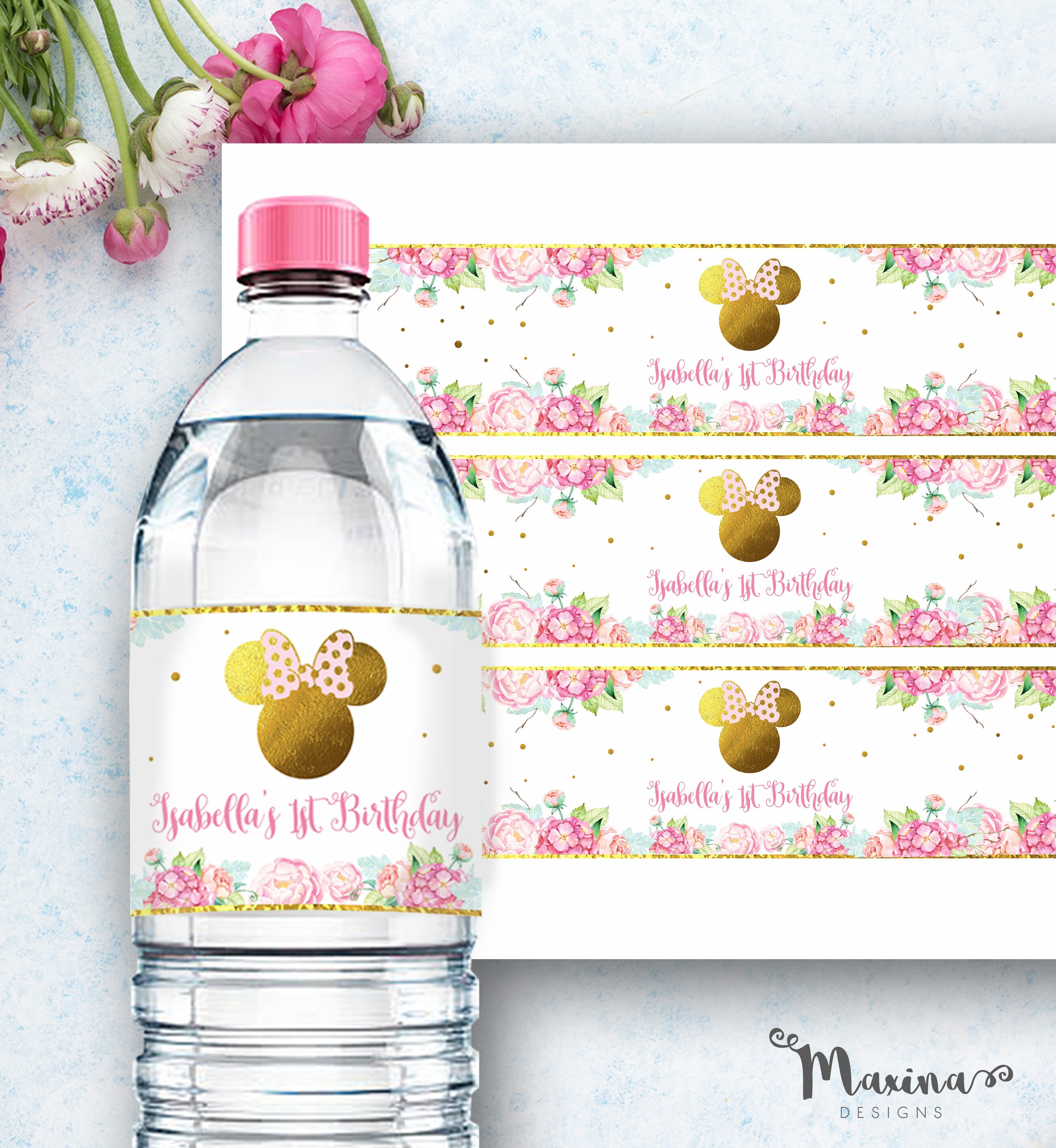 Minnie Mouse Water Bottle Labels – Candy Wrapper Store