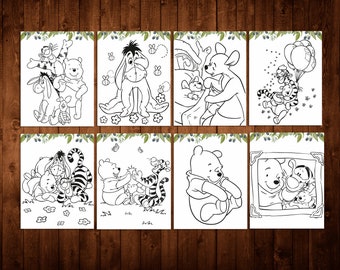 WINNIE THE POOH Birthday Games, Winnie Sheets Coloring Pages, Winnie the Pooh Party Games, Printable digital instant download