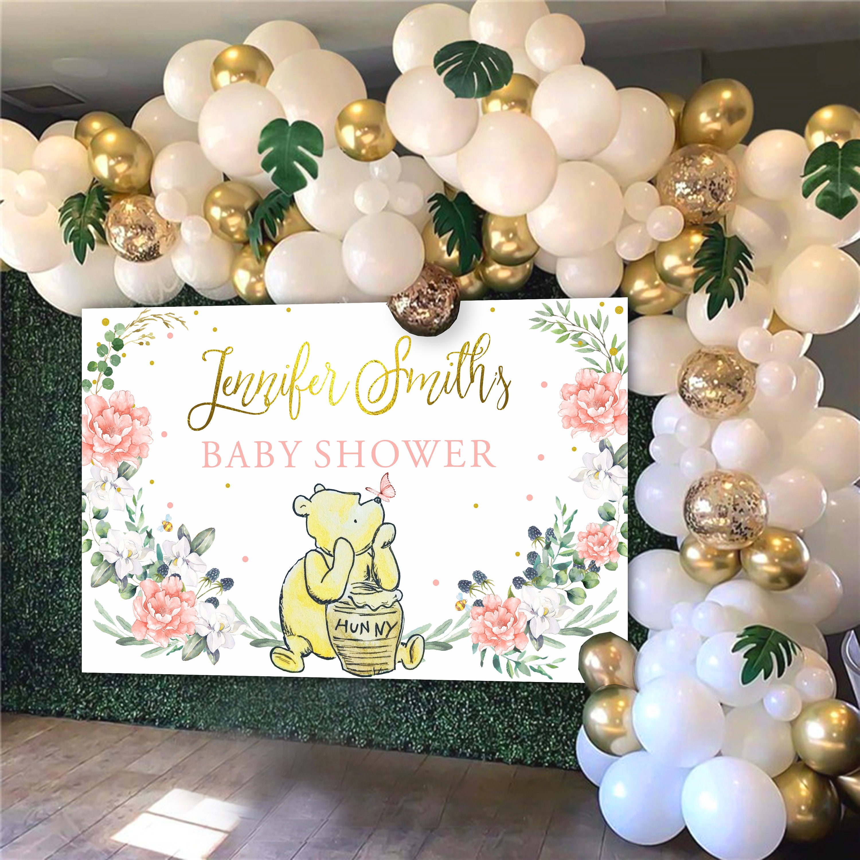 WINNIE THE POOH Backdrop Baby Shower Girl Wall Party Backdrop Etsy
