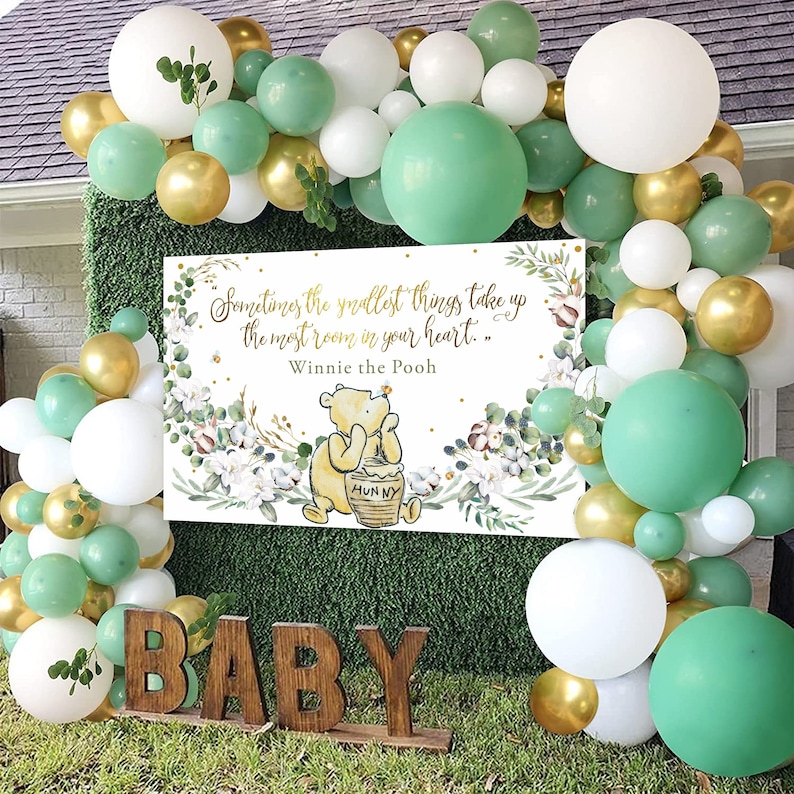 Winnie the Pooh Baby Shower Backdrop | Gender Neutral Decor (Digital Download) image 1
