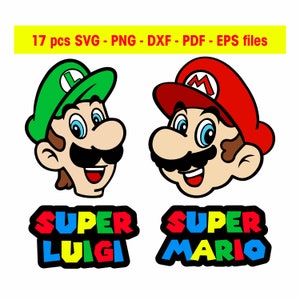 SUPER MARIO SVG Png Dxf Pdf Jpg Eps, file svg Cricut Super Mario e Luigi, Super Mario Props, Bundle di download istantaneo stampabile