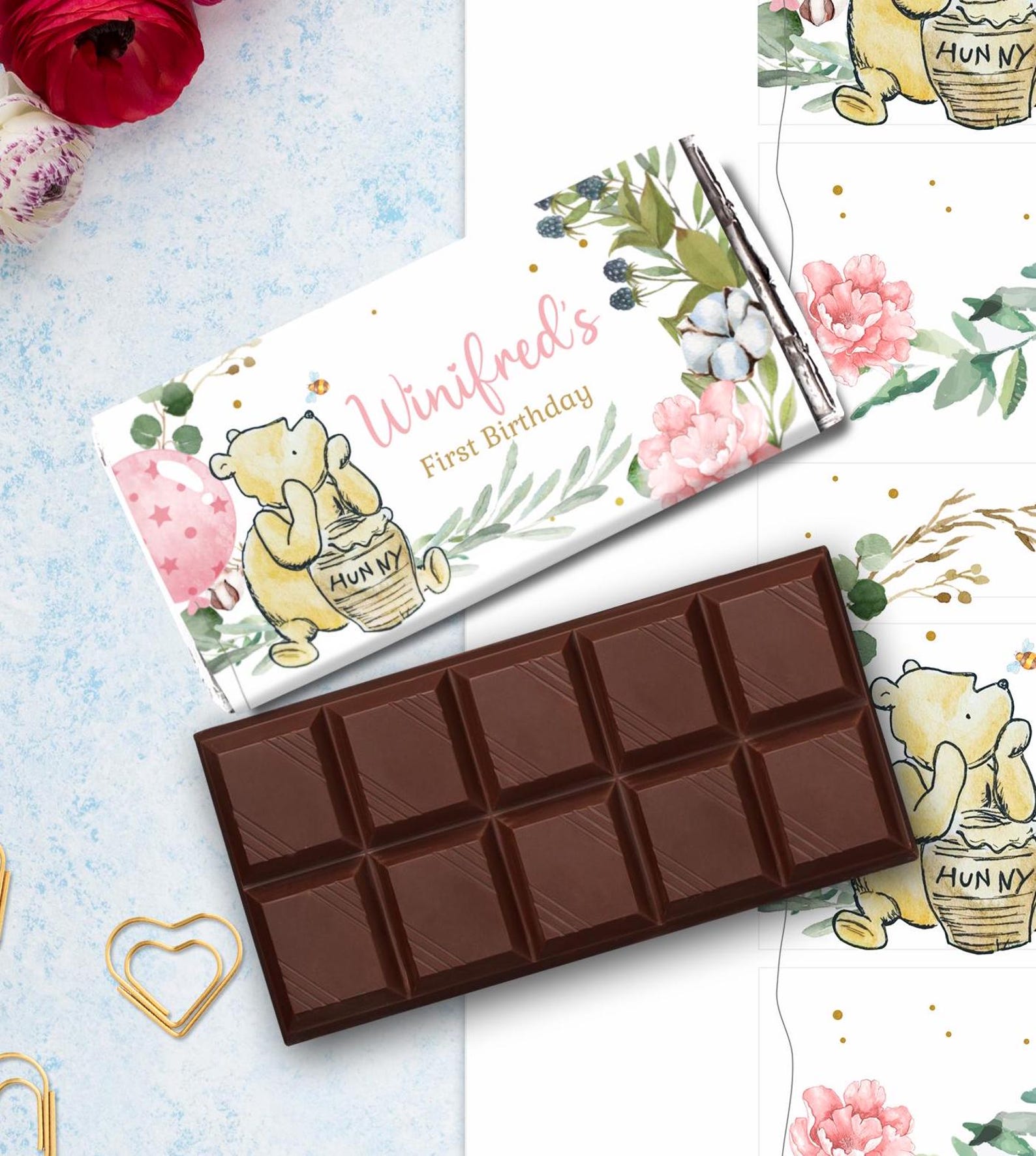 Wrapper Girl Winnie the Pooh Chocolate Wrapper, Girl's 1st Birthday (printable ...
