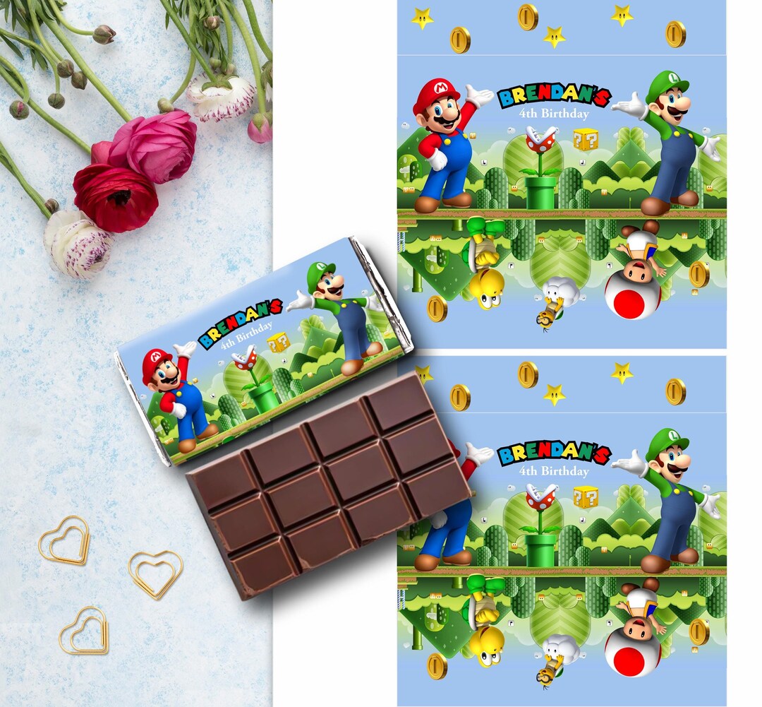 SUPER MARIO Chocolate Wrapper, Candy Bar Wrapper Chocolate Label Super Mario 1st Birthday Party Decorations - Etsy UK