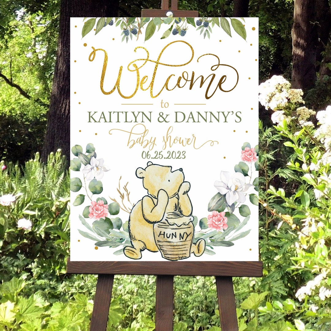 WINNIE THE POOH Baby Girl Shower Welcome Sign Custom Welcome Sign WINNIE THE POOH Baby Girl Shower Welcome Sign Custom Welcome Sign