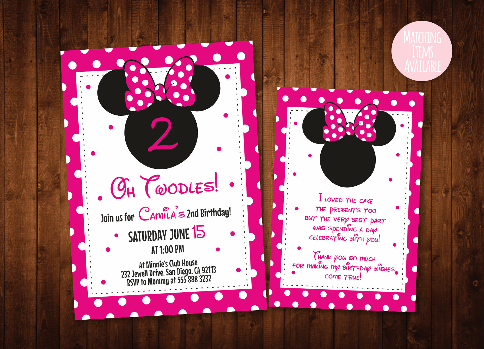 Oh Two Dles! accesorios para fiesta Minnie Mouse | cartel Minnie Mouse  cumpleaños | Minnie cumpleaños decoraciones | feliz cumpleaños banderín |  Club
