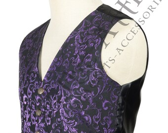 Menswear Inspired XS Damask Baroque Brocade Vest Designer Floral Paisley Vest Waistcoat Steampunk ANNA SUI Victorian