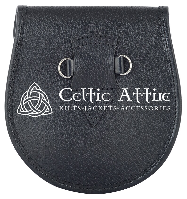 Saltire Flag Celtic Sporran Black Leather Sporran Day Sporran Scottish Kilt Sporran /& Chain Belt Premium Handmade