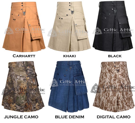 Phantom Utility Kilt For Men - Custom Made - Workmen Tactical Kilt - Heavy Drilled Cotton Kilt - Scottish Kilt