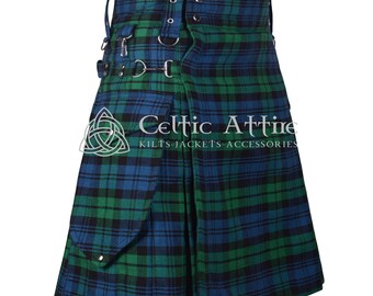 Premium Made-to-Order Scottish Tartan Cargo Pockets Utility Kilt for Men - 300 Colors