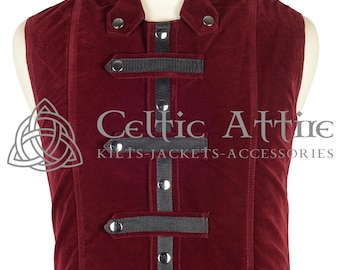 Red Vine Velvet - Steampunk Victorian Fashion Waistcoat - Men's Vest