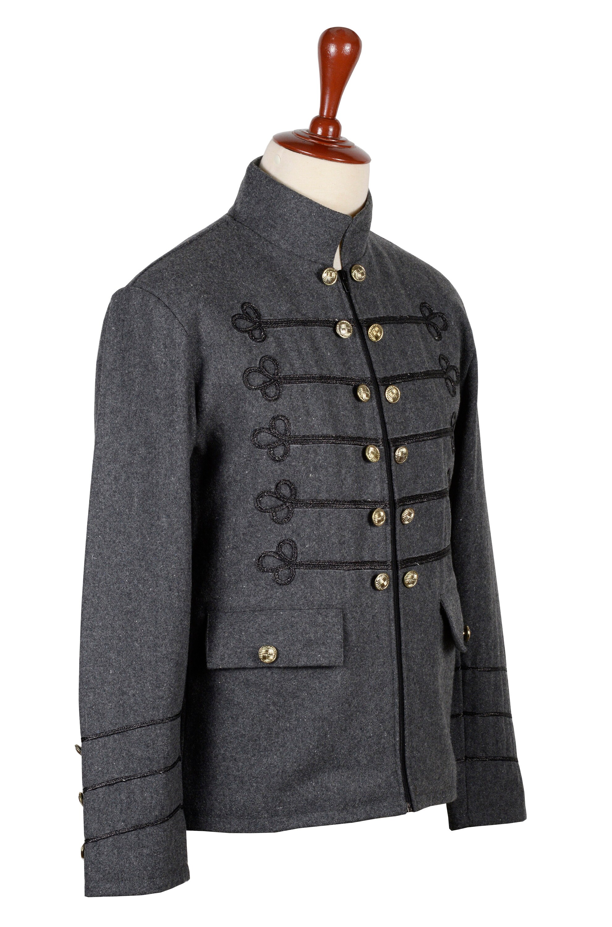napoleon army jacket【NOT CONVENTIONAL】 MILITARY NAPOLEON JACKET IN BLACK WITH MATCHING BRAIDING AND