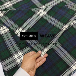 Black Watch Dress Tartan Fabric - 16 Oz Acrylic Scottish Tartan - Machine Washable - Running Yards - 54 Inches Width - Homespun Fabric