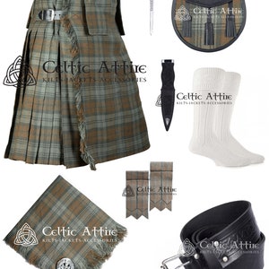 Tartan 8 Yard Kilt for Men - Premium Handmade - Value Pack - 9 Pcs Kilt Package - Free Accessories - Scottish Highlander Kilt Set