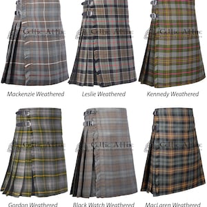 Weathered Shades Scottish Tartan 8 Yard Kilt - Highland Games Kilt - 16 Oz Tartan Highlander Traditional Kilt for Men - Made to Order