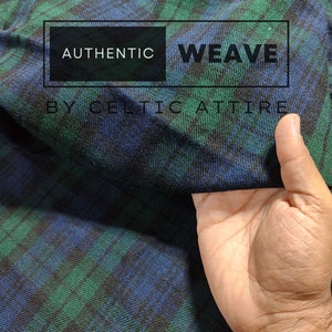 Black Watch Tartan Fabric - 10 Oz Acrylic Scottish Tartan - Machine Washable - Running Yards Fabric - 54 Inches Width - Upholstery Fabric