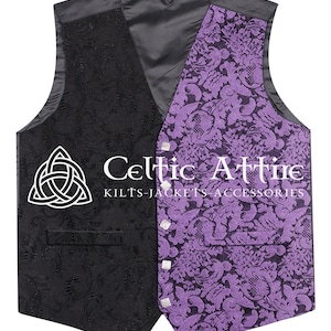 Two Tone Victorian Fashion Waistcoat - Steampunk Brocade Fabric Waistcoat - 5 Buttons Fusion Street Vest - Renaissance Waistcoat