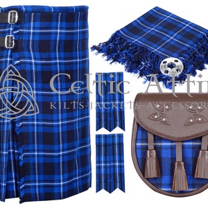 Traditional Scottish 8 Yard TARTAN KILT For Men - Kilt Package - Kilt Pin - Kilt Flashes - Fly Plaid - Brooch Pin - 50 Colors - Custom Made