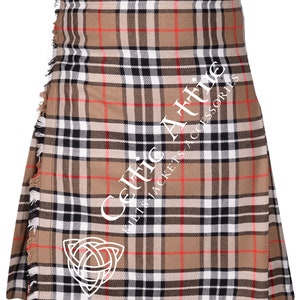 Thomson Camel Tartan Scozzese 8 Yard Kilt - Highland Games Kilt - 13 Oz Tartan Kilts per Uomo - Made to Order