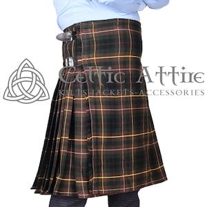Buchanan Hunting Tartan 8 Yard Scottish Kilt for Men - Lightweight Acrylic Sport Kilt - Custom Made - Traditional Highlander Kilt