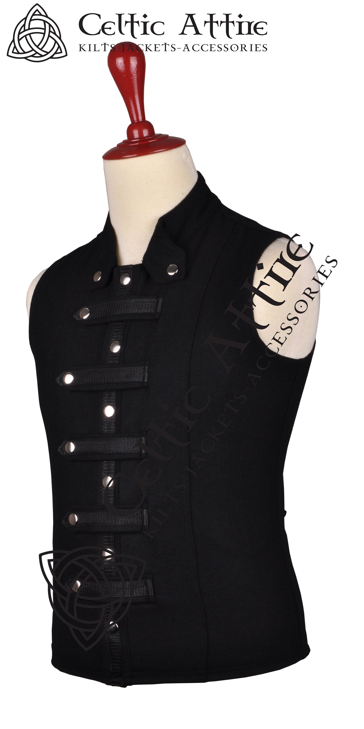 Chaleco Victoriano Para Hombre - Chaleco Gótico Steampunk Negro | Traje Medieval | Disfraz Halloween