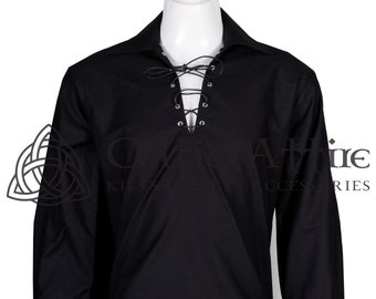 Custom Made - Traditional Scottish Ghillie - Jacobite KILT SHIRT - Size S to 7XL - 100% Cotton