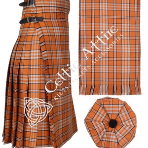 Tartan Maxi Kilted Jupe - Jupe hôtesse - Tartan Kilt femme - Jupe tartan longueur Anckle sur mesure - Écharpe gratuite et casquette Tammie
