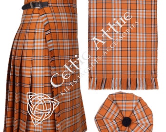 Tartan Maxi Kilted Jupe - Jupe hôtesse - Tartan Kilt femme - Jupe tartan longueur Anckle sur mesure - Écharpe gratuite et casquette Tammie