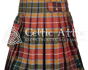 スカート OPEN YY : 25SS / CHECK CARGO POCKET KILT (BROWN) Brown Check Cargo Pocket Kilt Midi Skirt by OPEN YY on Sale