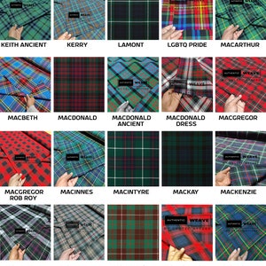Scottish Tartan Fabric - Running Yards - 16 Oz Weight 54 Inches Width - 160 Colors - Largest Tartan Collection - Tartan M to R