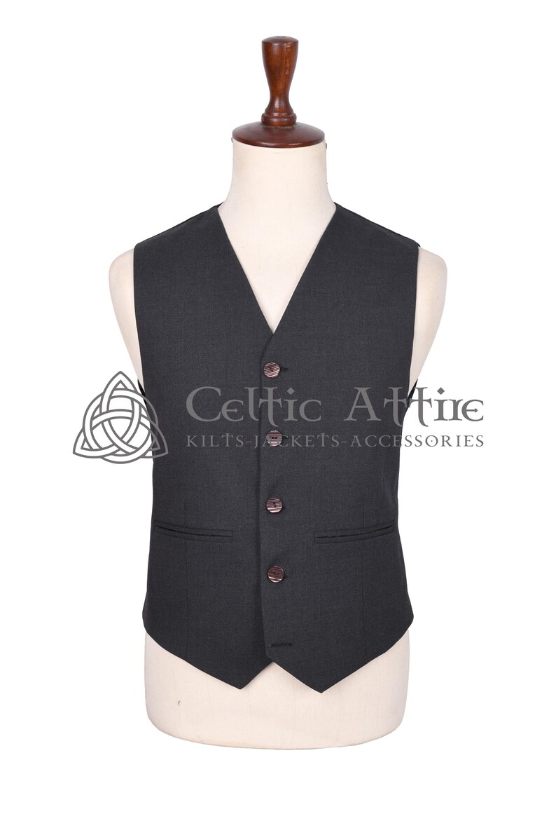 Charcoal Gray Barathea Wool Argyll Scottish Jacket and Waistcoat - Made to Measure - by Celtic Attire