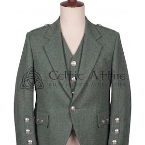Scottish Crail Jacket and Waistcoat - Single Button Kilt Jacket & Vest - Made to Measure
