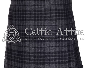 Grey Watch Scottish Tartan Kilt - Premium Handmade - Made to Order - Men's Traditional 8 Yard Highlander Tartan Kilt - 13 Oz Medium Weight