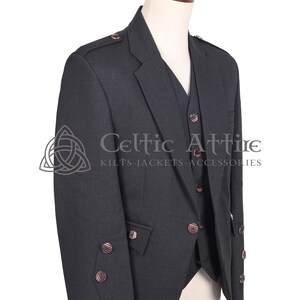 Charcoal Gray Barathea Wool Argyll Scottish Jacket and Waistcoat - Made to Measure - by Celtic Attire