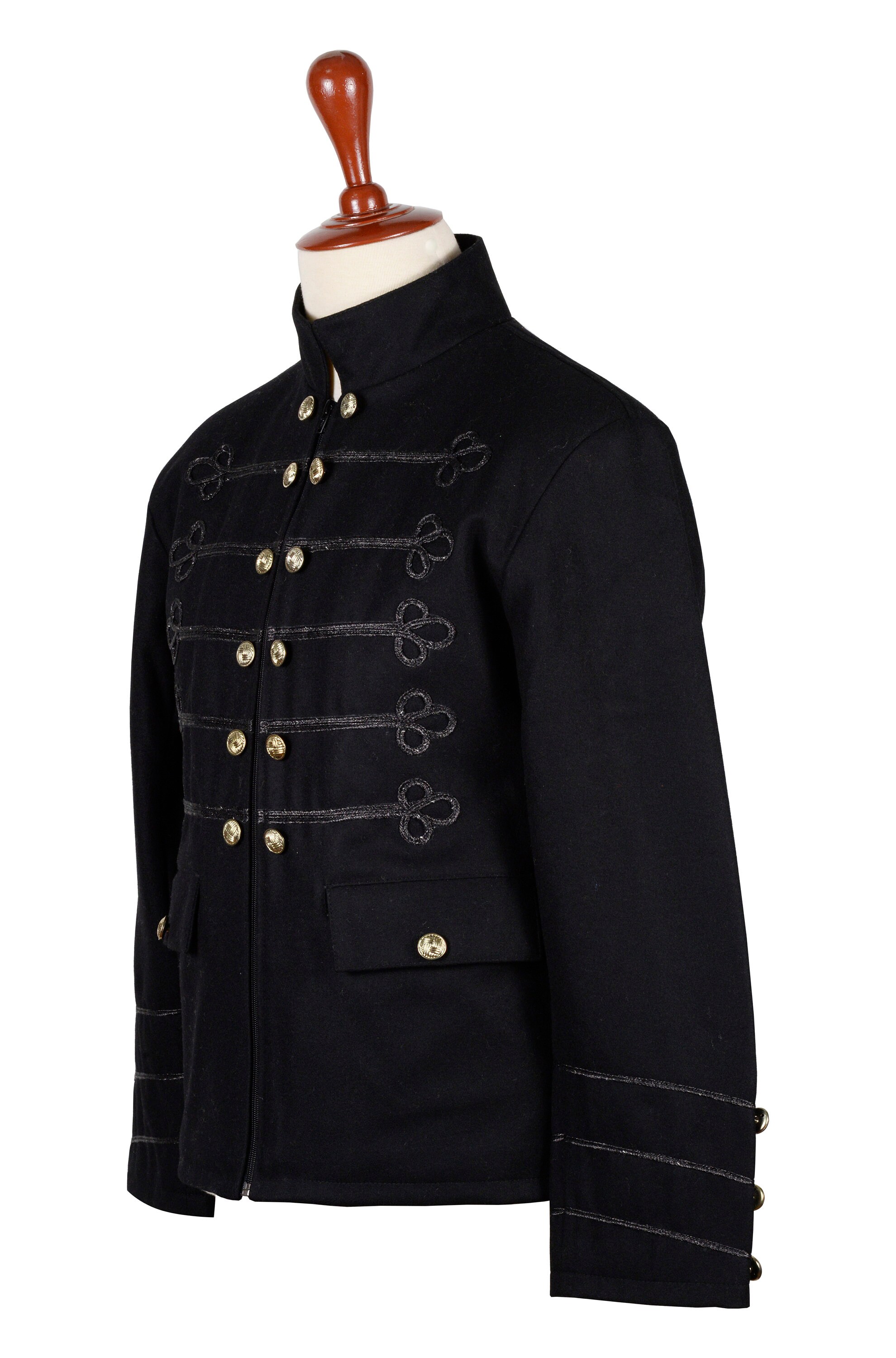 Napolian Style Renaissance Military Zipper Jacket for Men - Grey