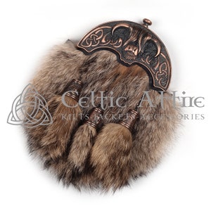 Copper Bronze Highland Cow Cantle - Scottish Full Dress Sporran - Premium Handmade KILT SPORRAN - Black Leather Sporran Belt