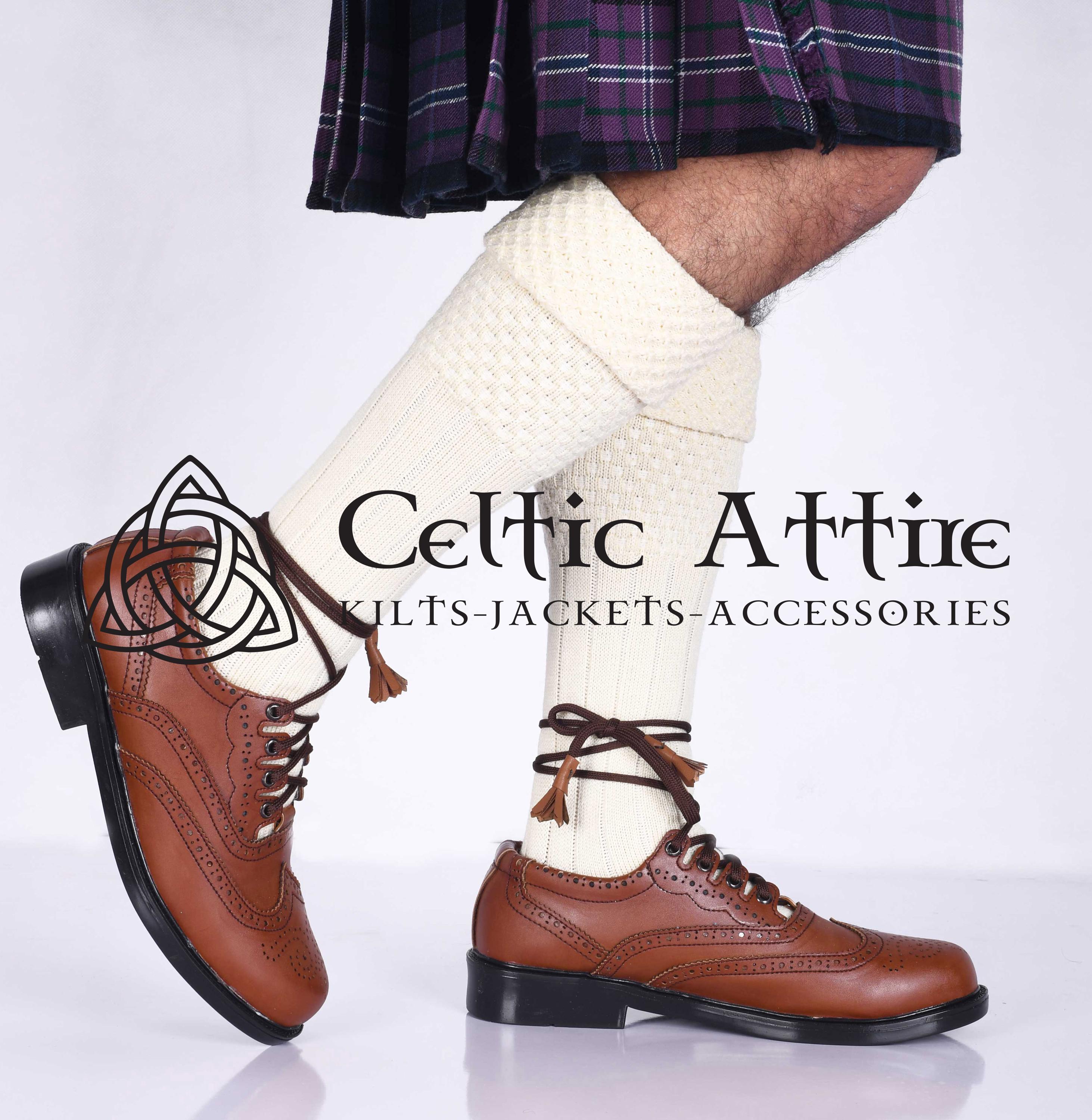 Calze Lana Uomo Tubo Lunghe Per Kilt Scozzese | Highland Wear Taglia Unica 6-11 UK